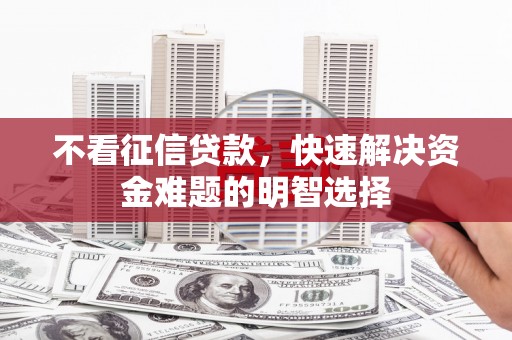 临泉不看征信贷款，快速解决资金难题的明智选择