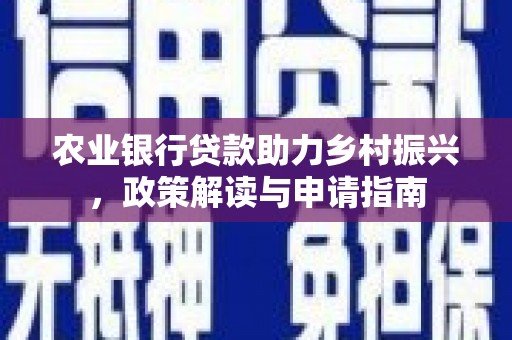 临泉农业银行贷款助力乡村振兴，政策解读与申请指南