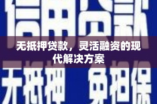临泉无抵押贷款，灵活融资的现代解决方案